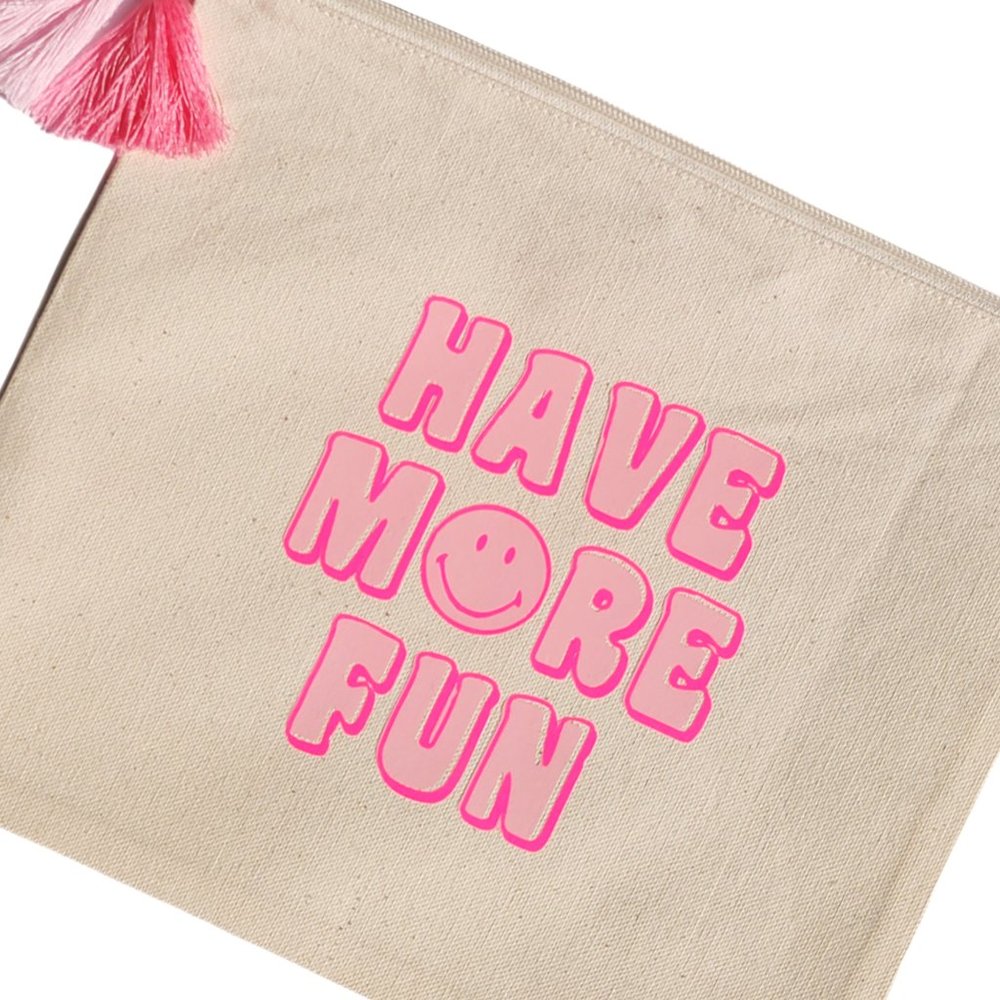 Have More Fun Smiley Face Zipper Pouch - Picture 2 of 5
